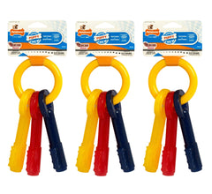 Nylabone Bacon Puppy Teething Keys XS with textured bristles for small puppies' dental comfort