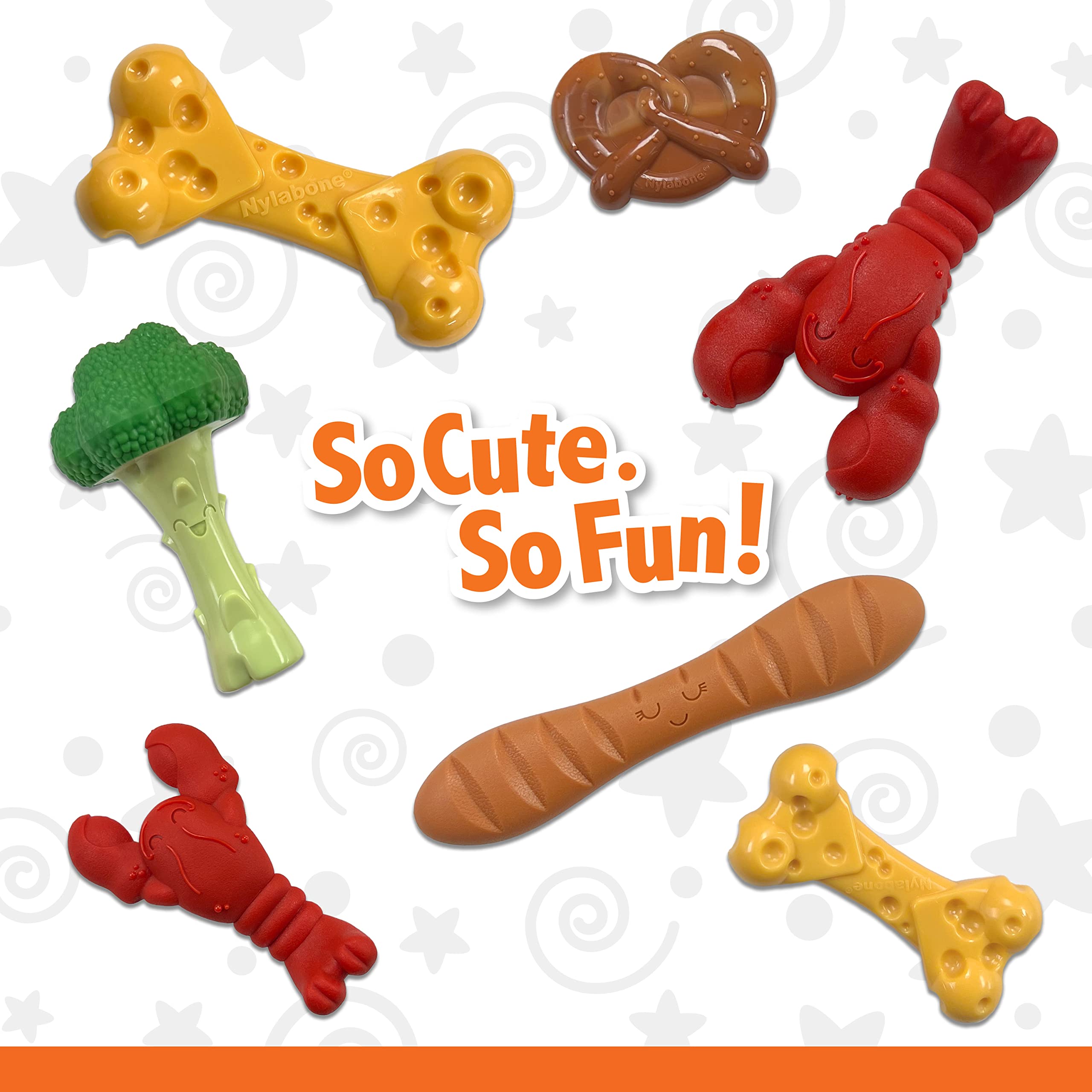 Nylabone baguette power chew toy engaging flavor keeps dogs busy.