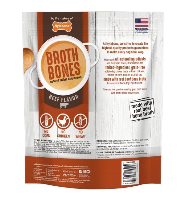 Nylabone Beef Broth Bones 2-38-lb bag ready for rewarding treats