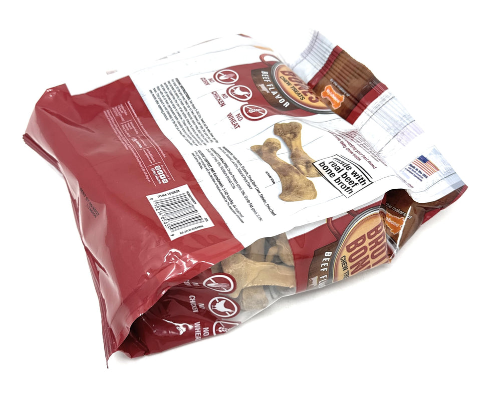 Nylabone Beef Broth Bones bulk pack display for pet parents stocking up