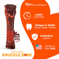 Nylabone beef jerky flavor infused throughout for irresistible chewing