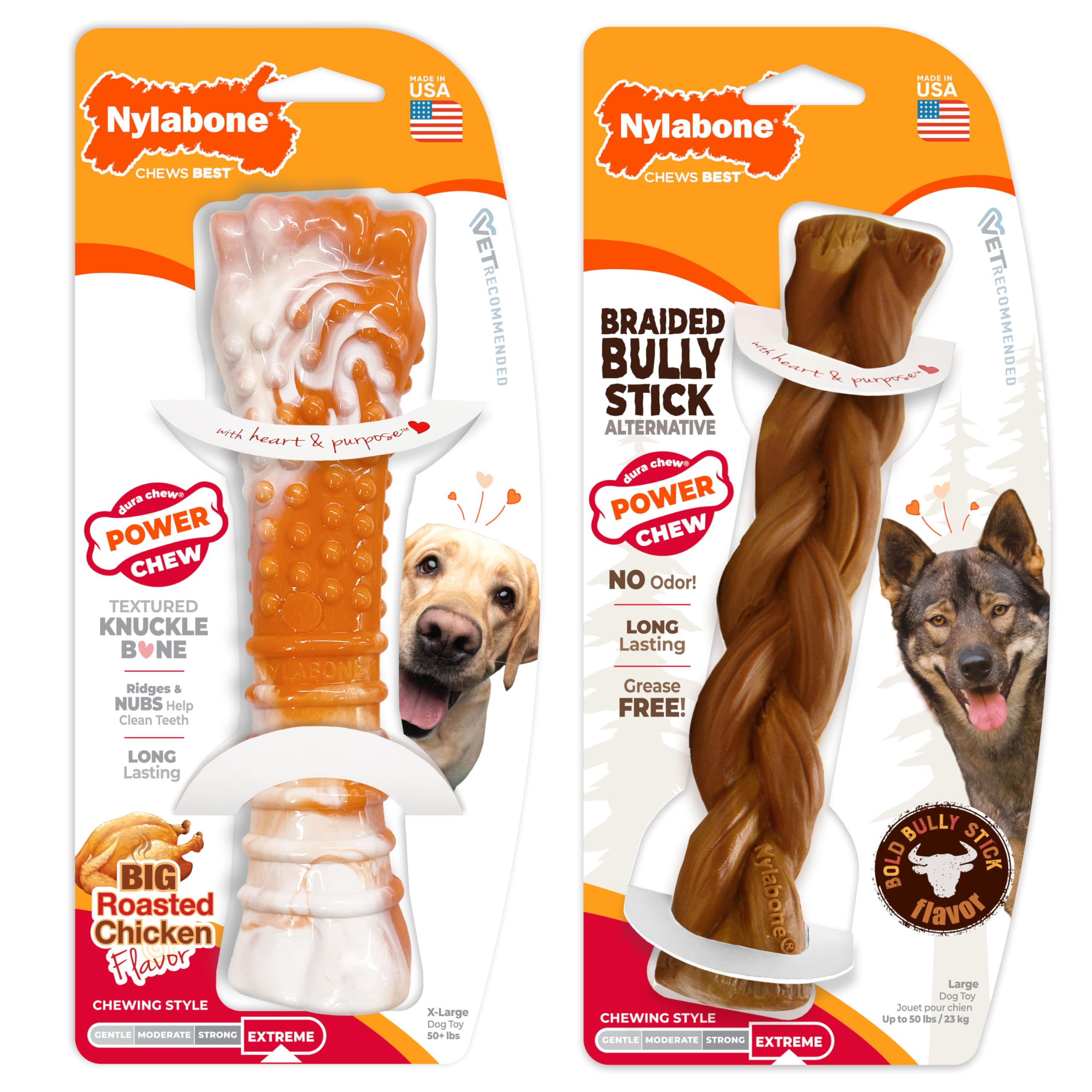 Nylabone braided bully stick alternative for large dogs, clean and safe