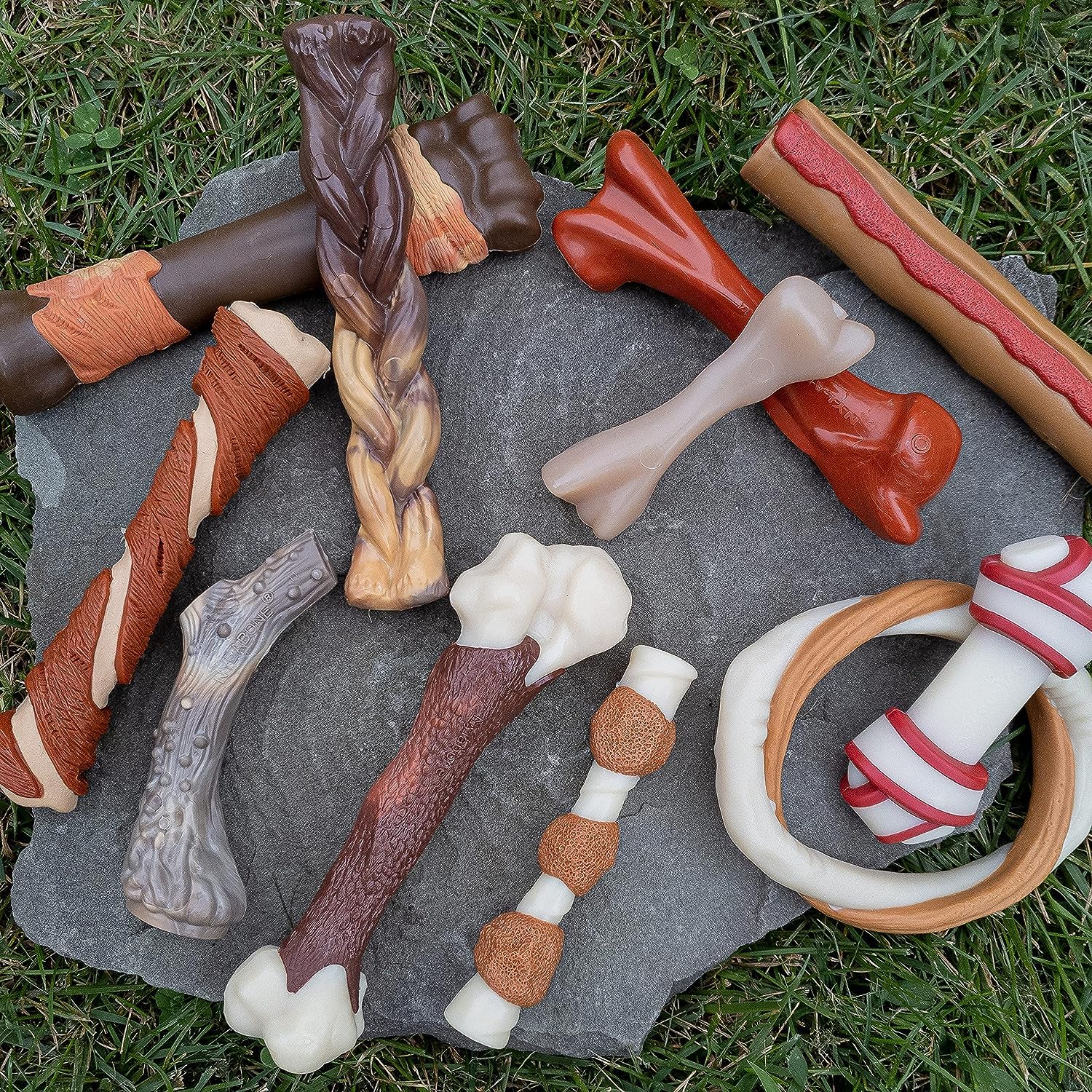 Nylabone braided textured chew toy with bully stick flavor for dogs.