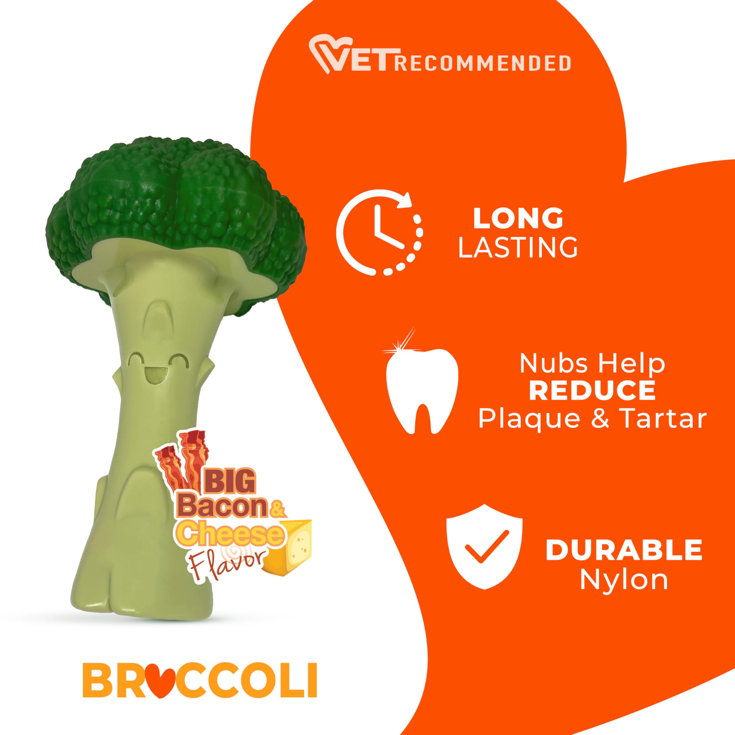 Nylabone broccoli power chew toy large dogs up to 50 pounds durable for strong chewers