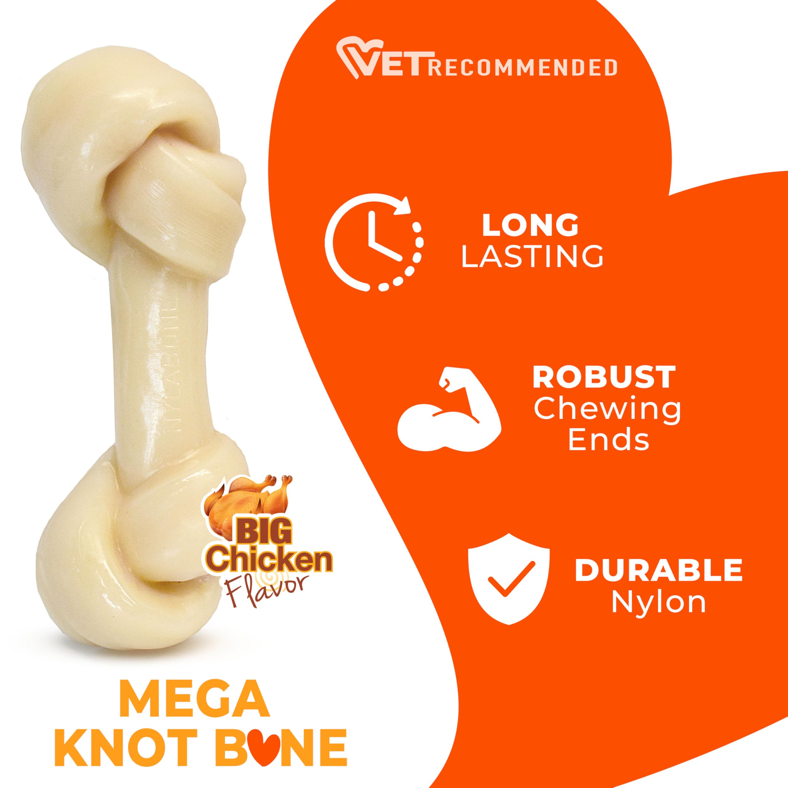 Nylabone chicken flavor infused throughout to entice extended chewing
