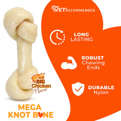 Nylabone chicken flavor infused throughout to entice extended chewing