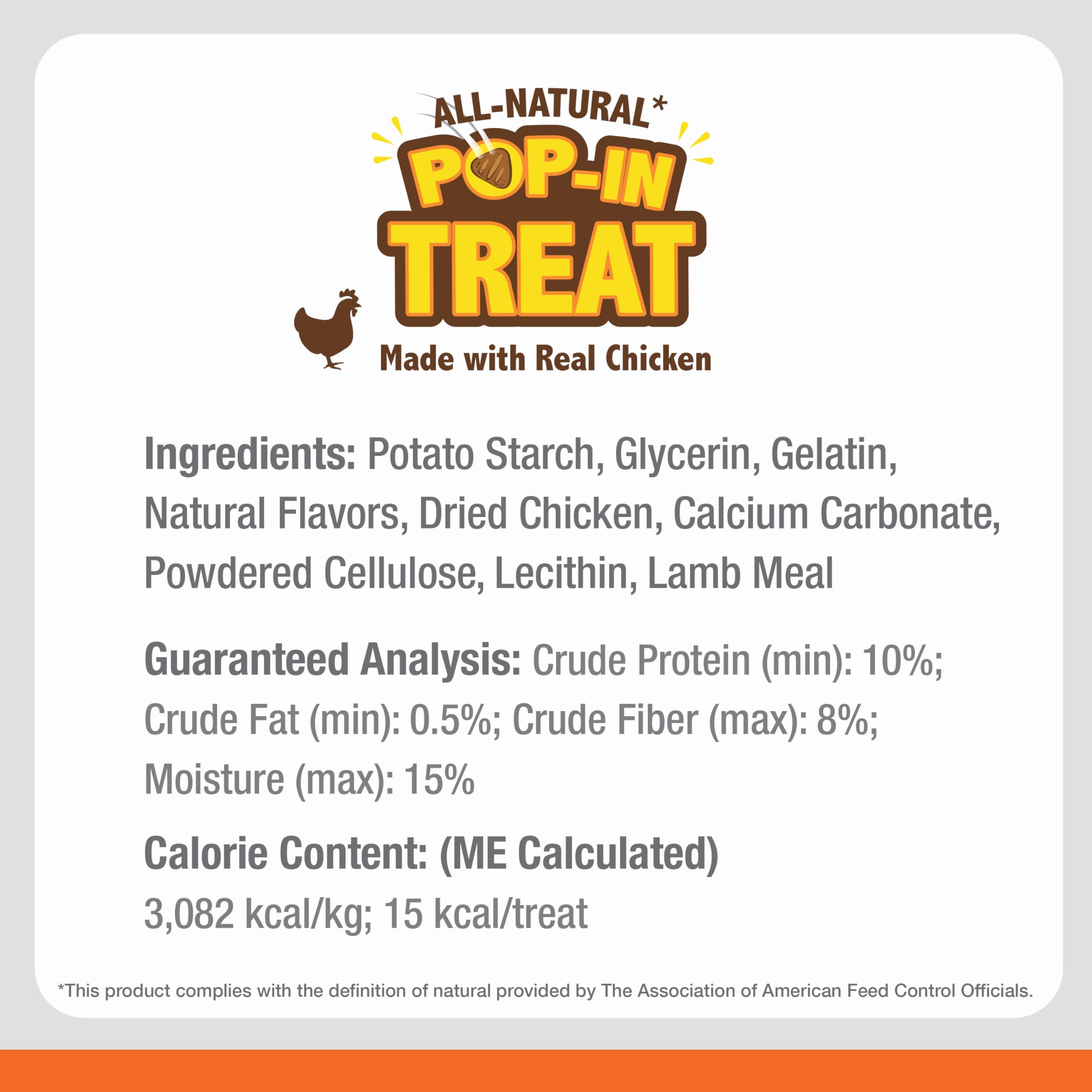 Nylabone Chicken-flavor Pop-In treats insert showcases easy reward customization