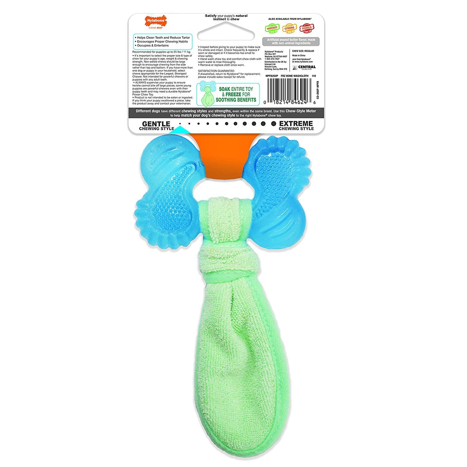 Nylabone Chill 'n Chew with fillable wells ready to freeze for cooling teething relief.