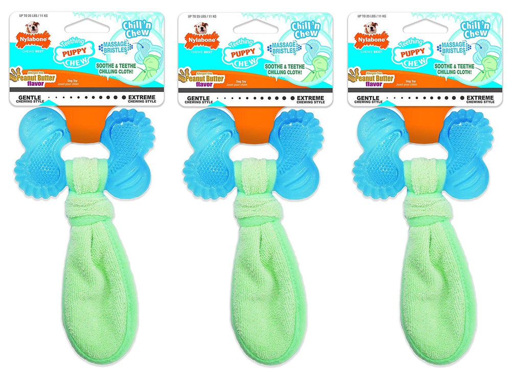 Nylabone Chill 'n Chew puppy teething toy showing soft texture for gentle gum massage.