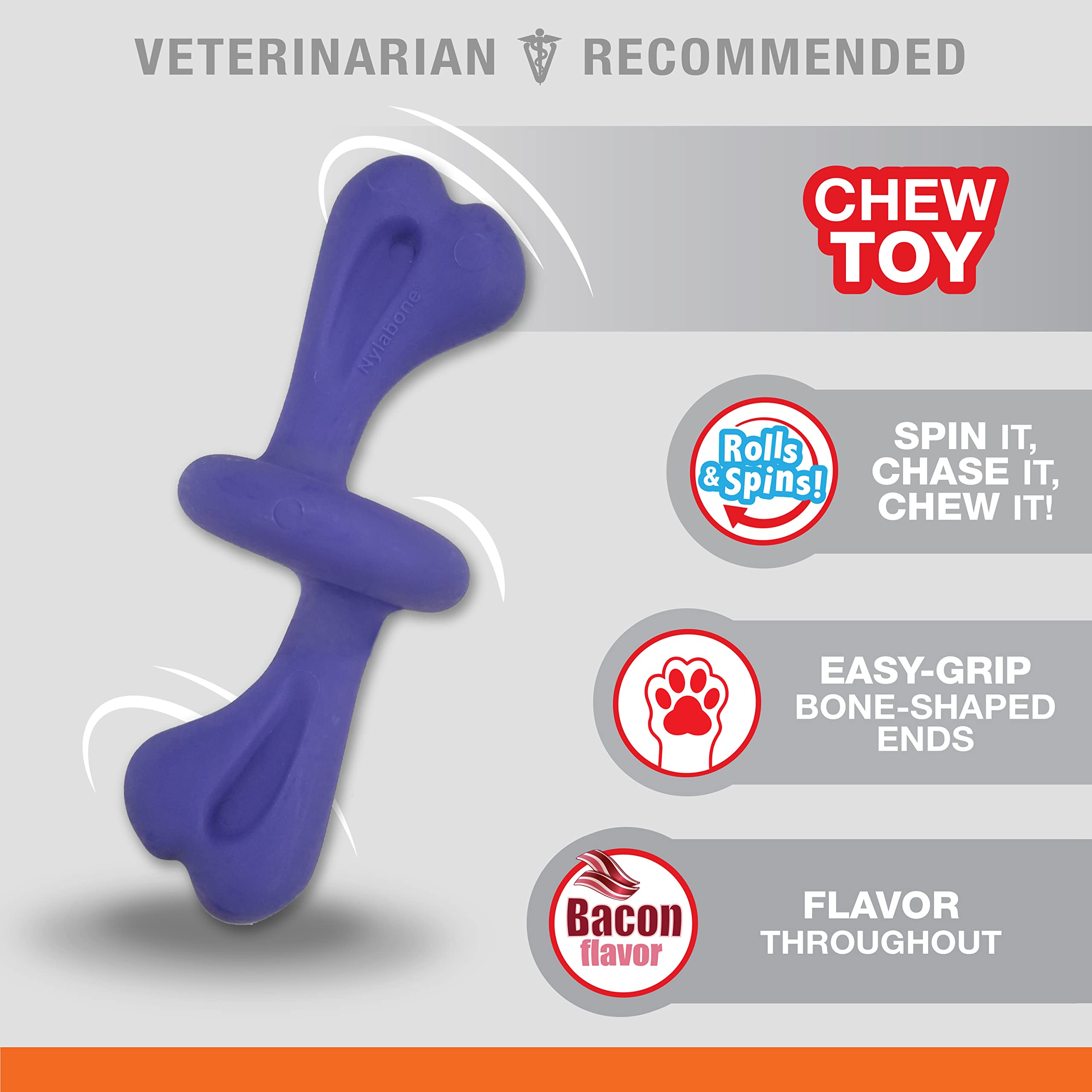 Nylabone toy with easy-grip ends promoting comfortable chewing sessions