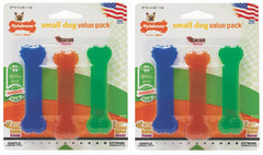 Nylabone Flexi Chew Peanut Butter trio for small dogs supports gentle chewing.
