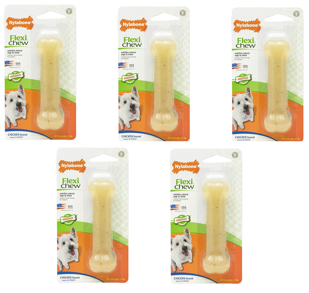 Nylabone FlexiChew chicken-flavored bone for dogs supports moderate chewers and dental engagement.