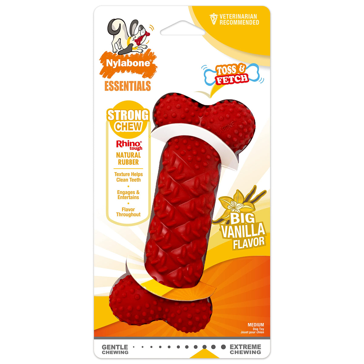 Nylabone Fun N Fit rubber braided bone, medium, durable chew for dogs
