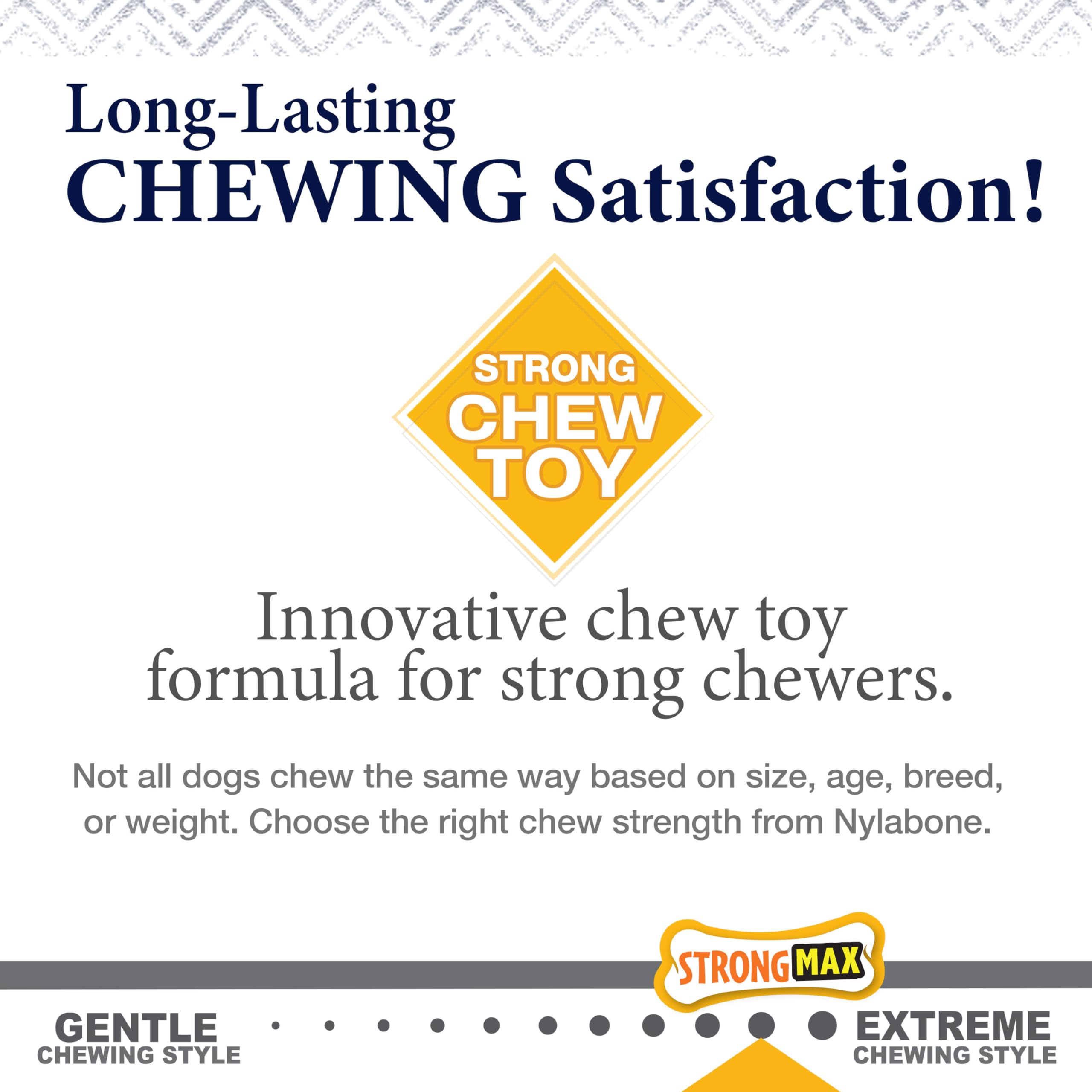 Nylabone Gourmet Style flavor inside, crave-worthy filet mignon throughout the toy.