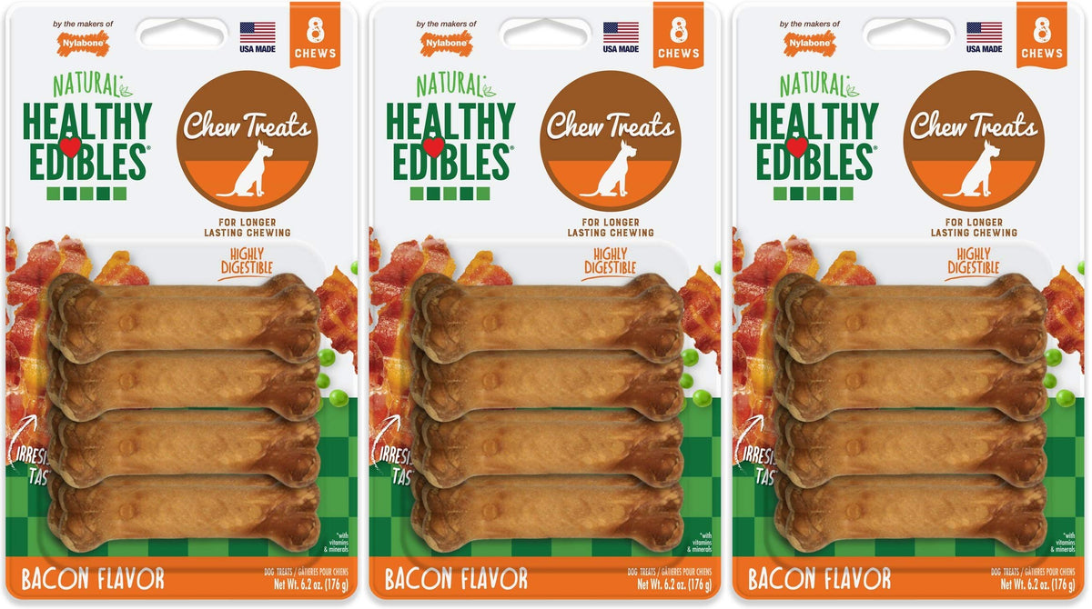 Nylabone Healthy Edibles bacon chew for petite dogs, long-lasting enjoyment