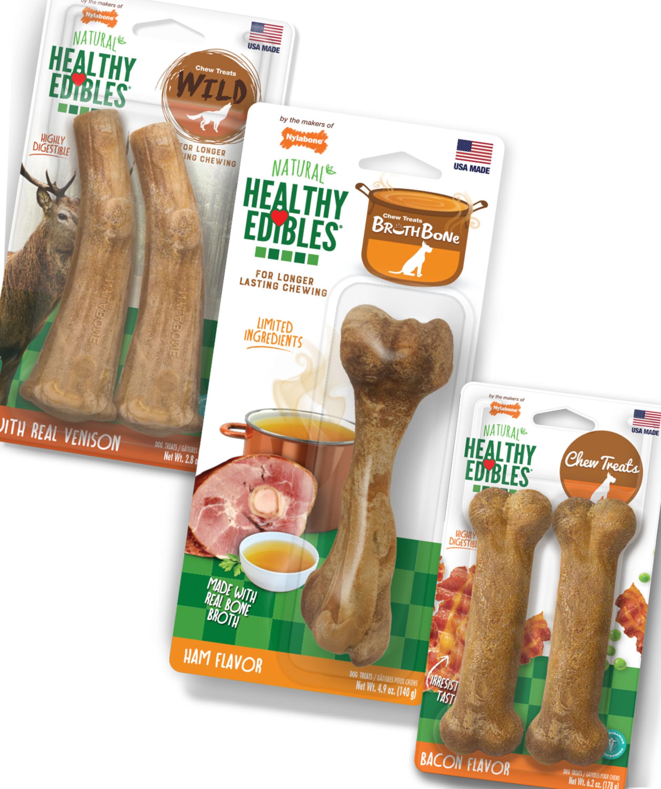Nylabone Healthy Edibles ham-flavor dog chew for durable rewards