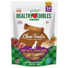 Nylabone Healthy Edibles roast beef chews for dogs, a tasty reward that lasts