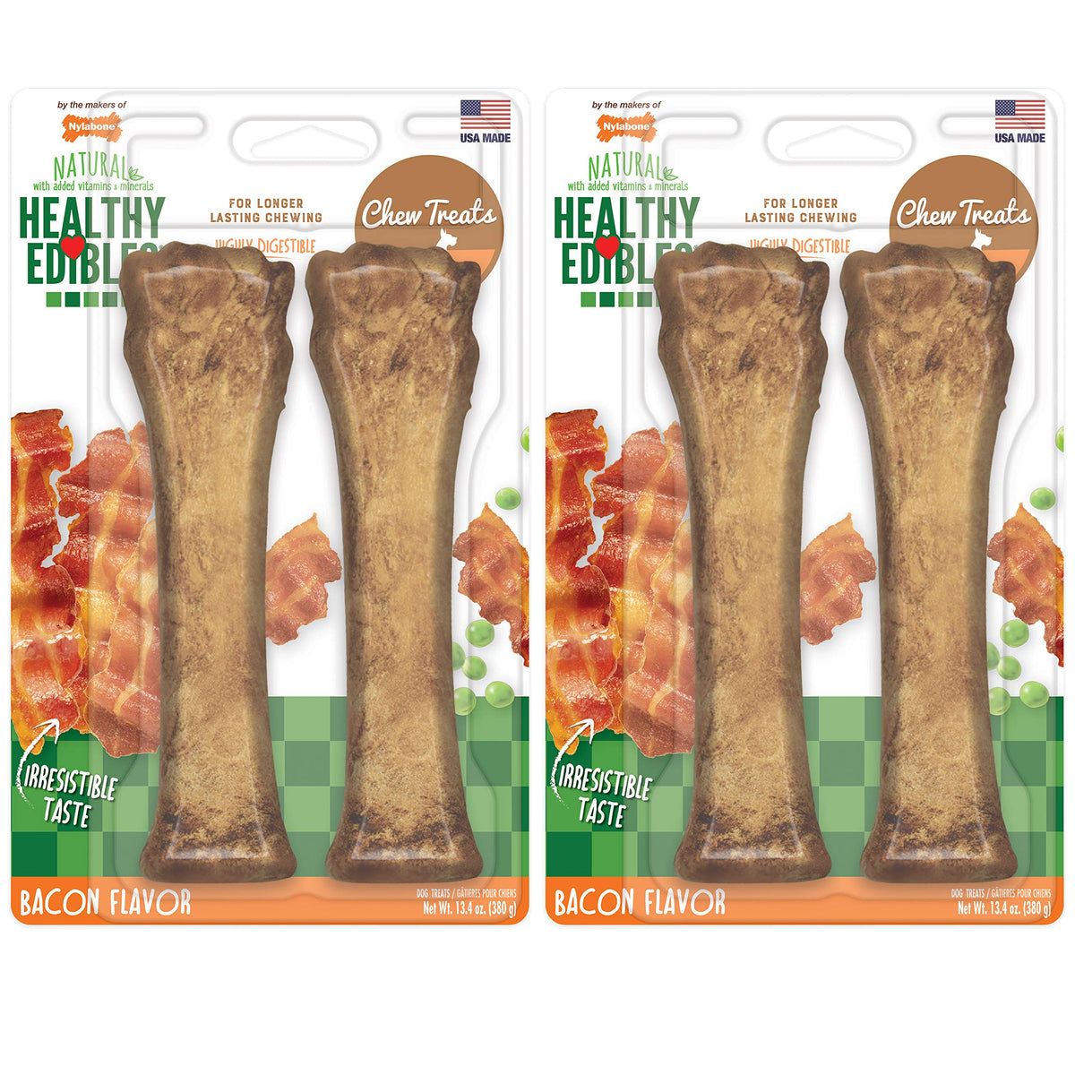 Nylabone Healthy Edibles roast beef chicken bone chew shown for lasting enrichment