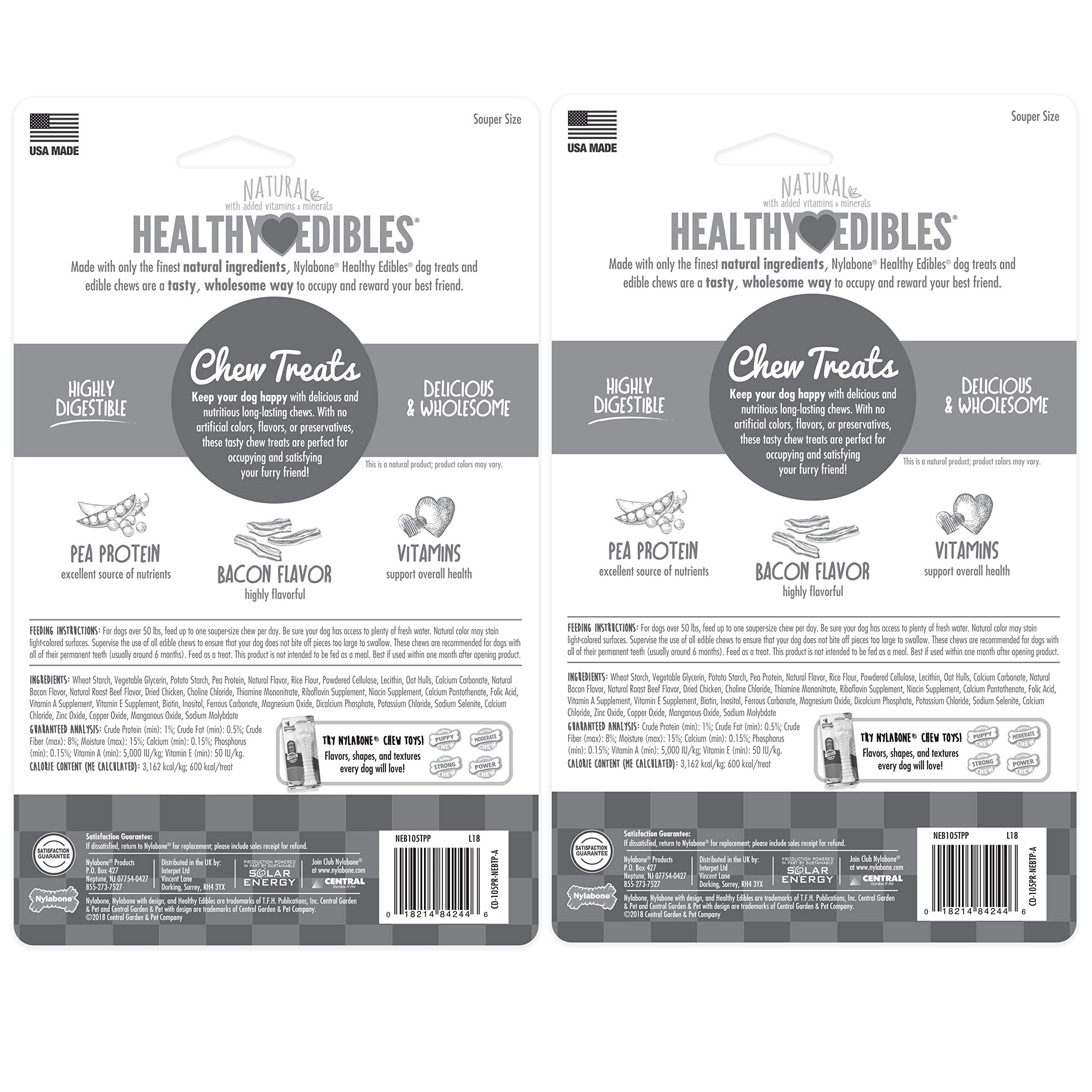 Nylabone Healthy Edibles roast beef chicken bone chew for large dogs over 50 pounds