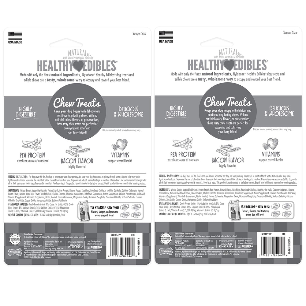 Nylabone Healthy Edibles roast beef chicken bone chew for large dogs over 50 pounds