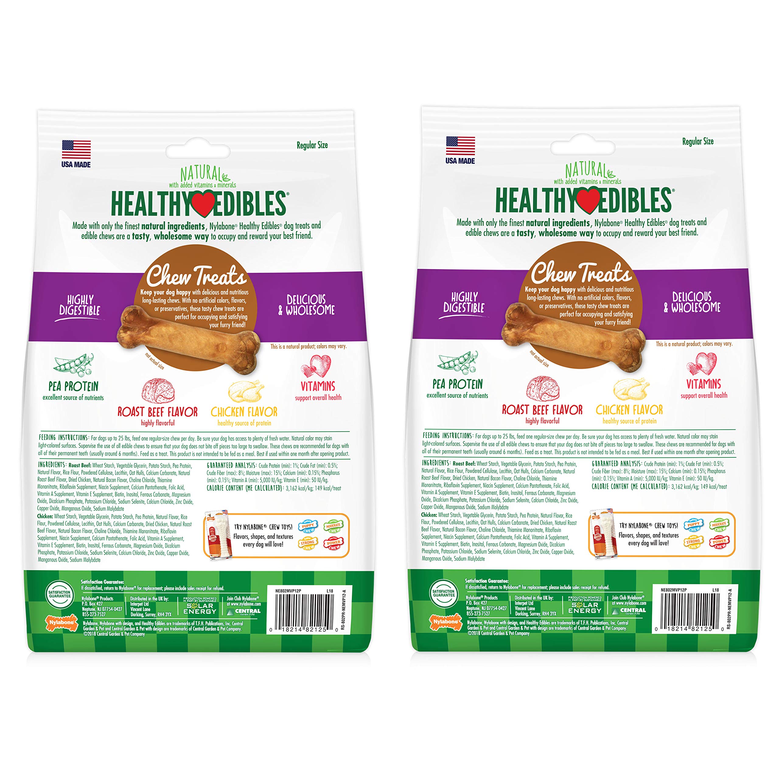 Nylabone Healthy Edibles variety pack image highlighting two flavors.