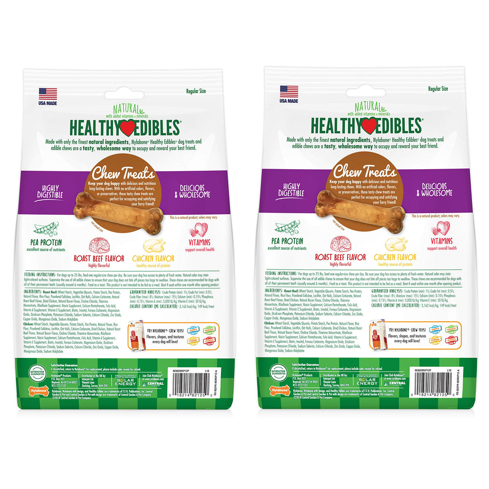 Nylabone Healthy Edibles variety pack image highlighting two flavors.