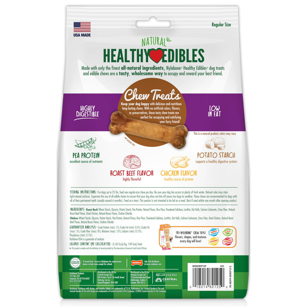 Nylabone Healthy Edibles variety flavors image showing roast beef and chicken