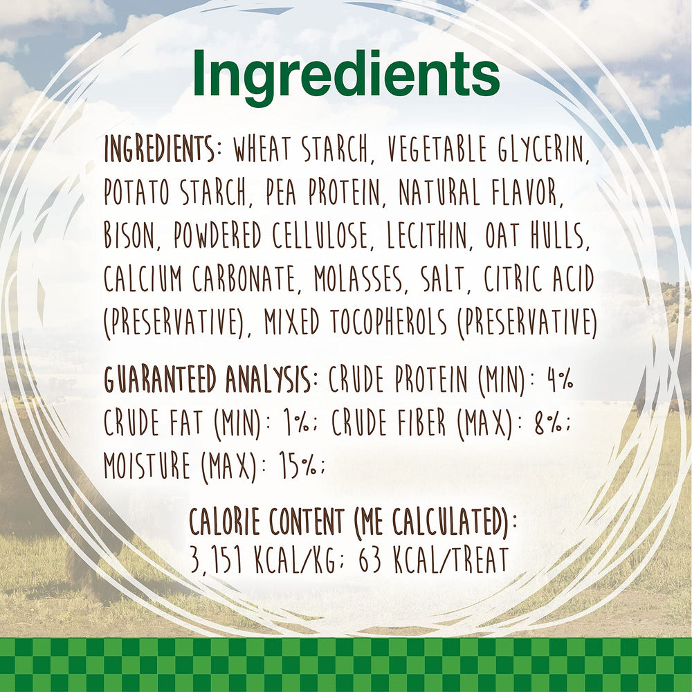 Nylabone Healthy Edibles Wild bison flavor—natural ingredients for mindful snacking.