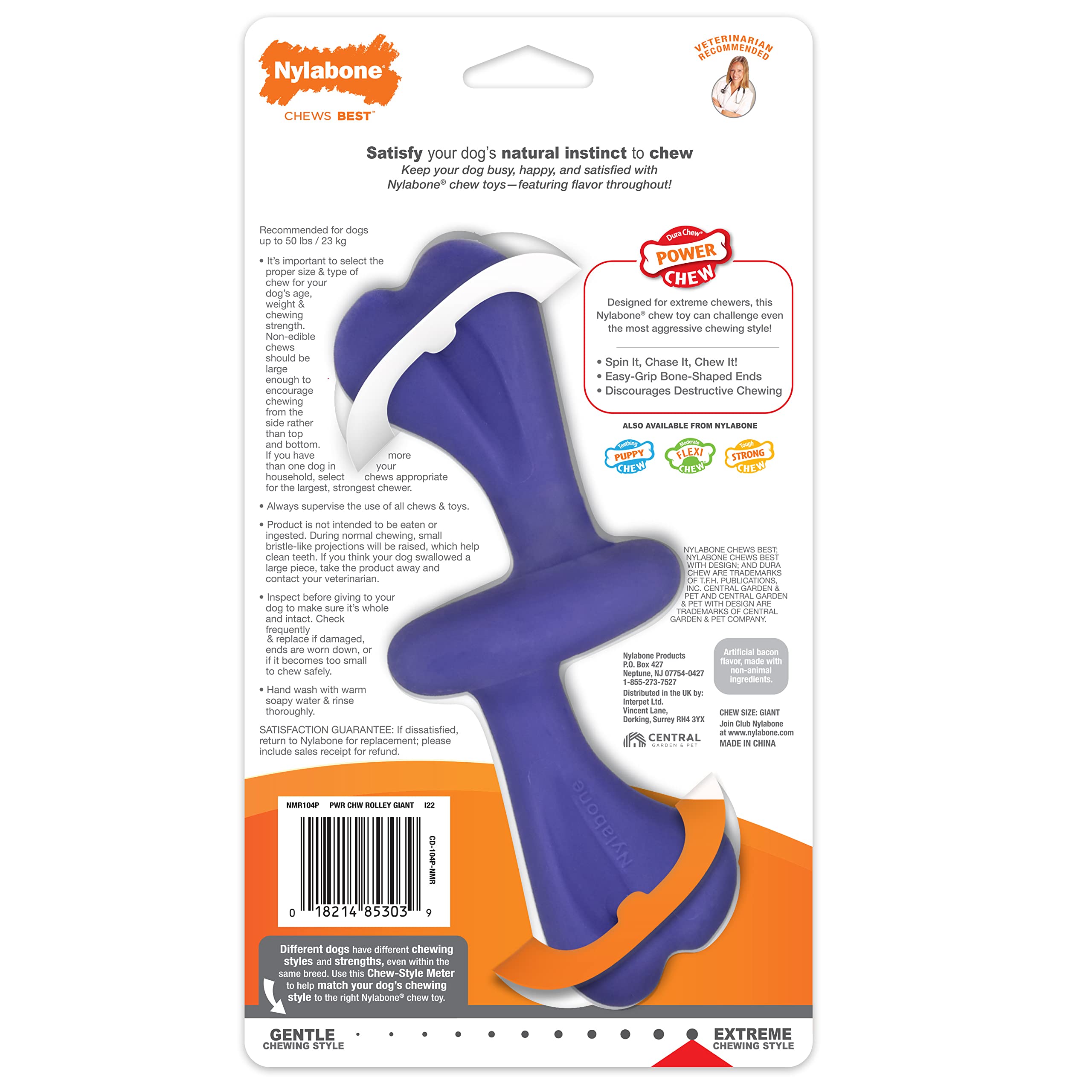 Nylabone large-dog toy suitable for dogs up to 50 pounds