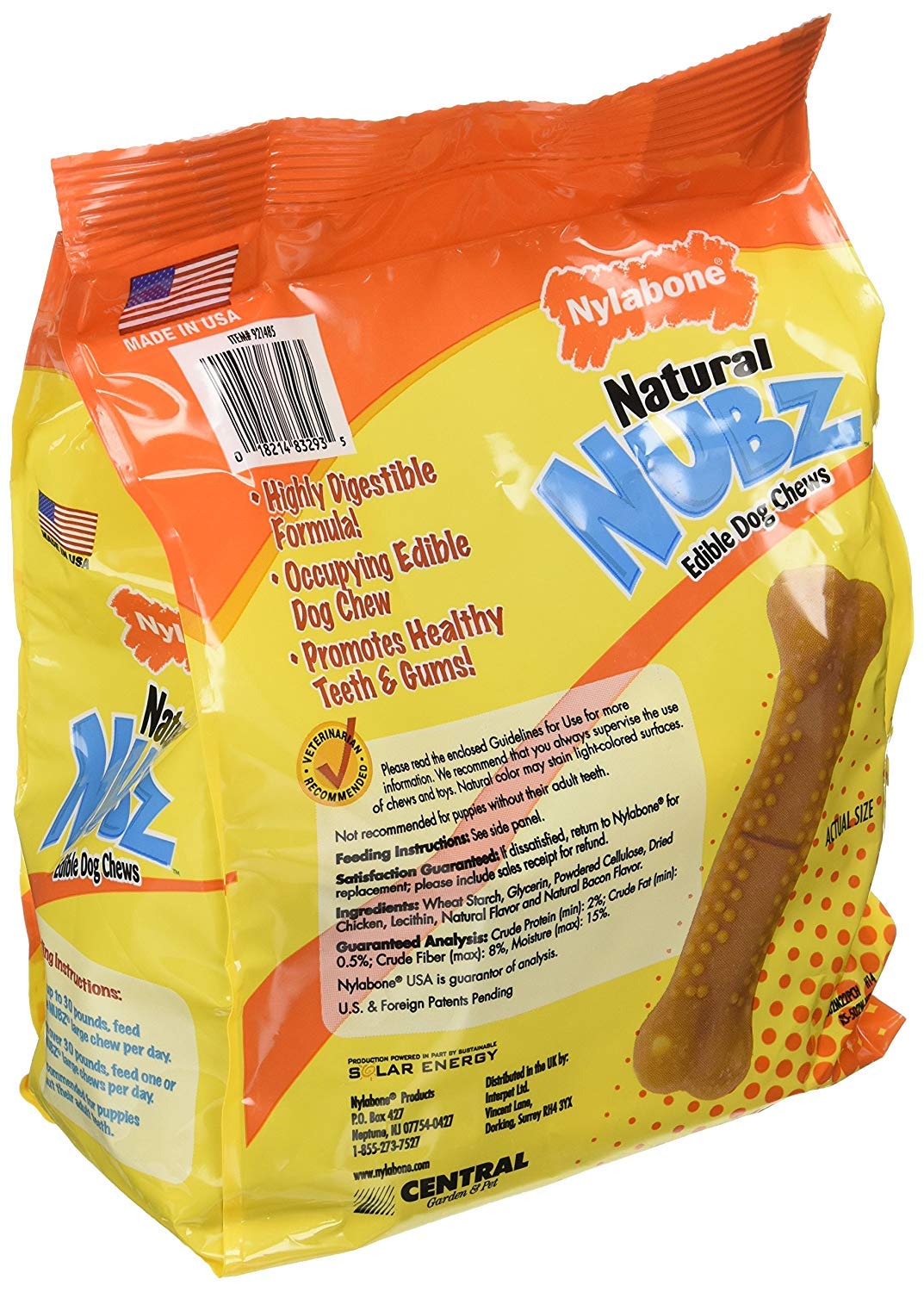 Nylabone Natural Nubz 2-pack front view supports dental care and fresh breath.