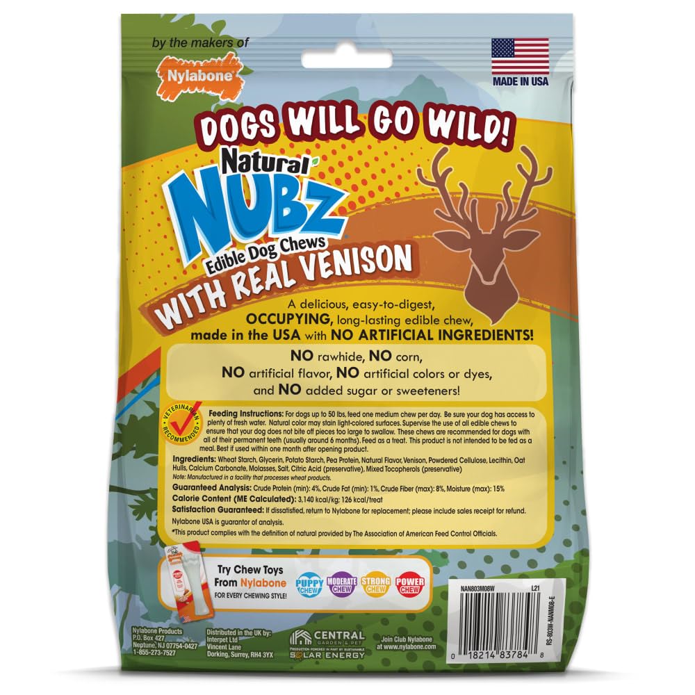 Nylabone Nubz Edibles Antler chew texture boosts interest during play.