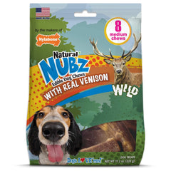Nylabone Nubz Edibles Antler venison flavor for rewarding chewing sessions.