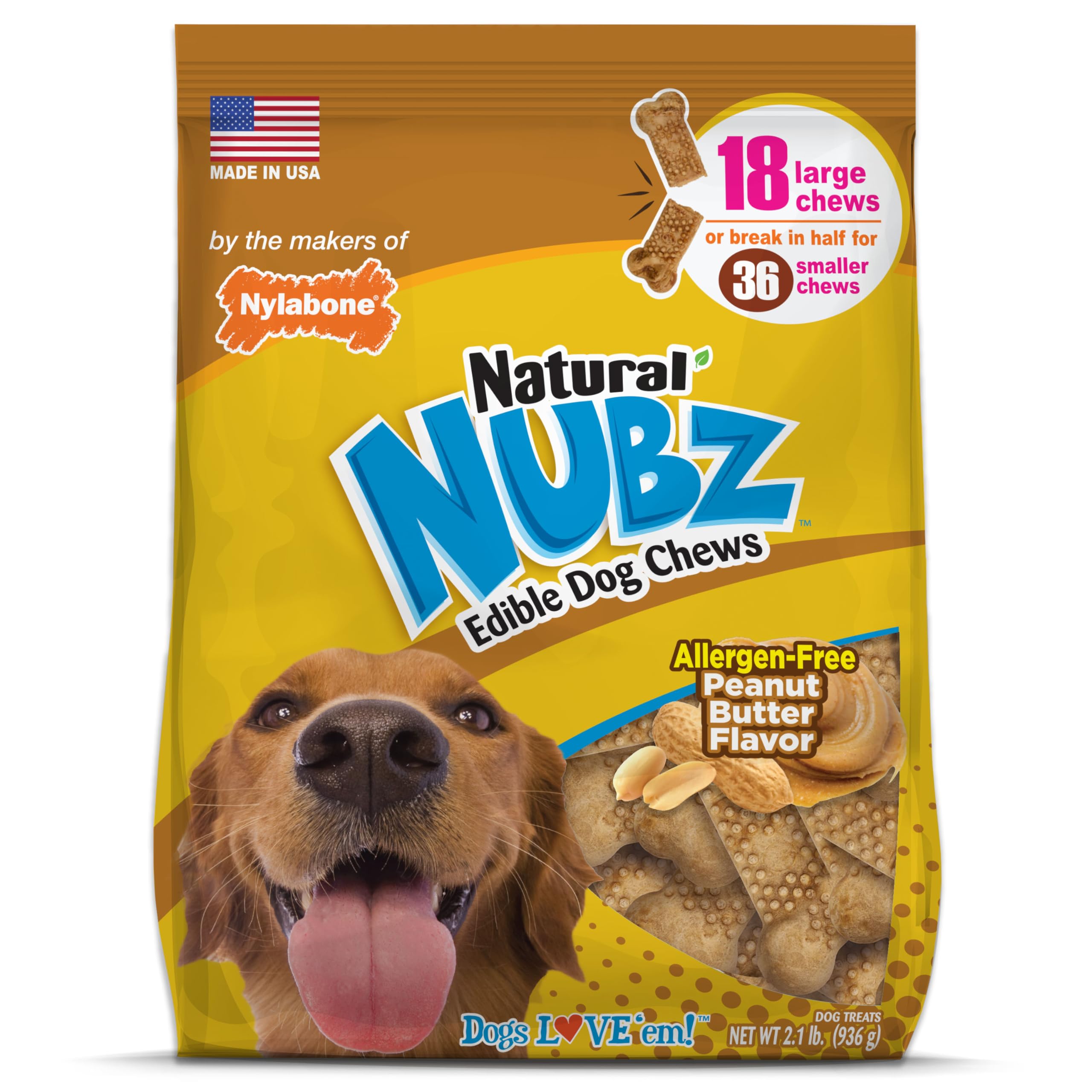 Nylabone Nubz large chicken-flavor chew for dogs over 30 lbs
