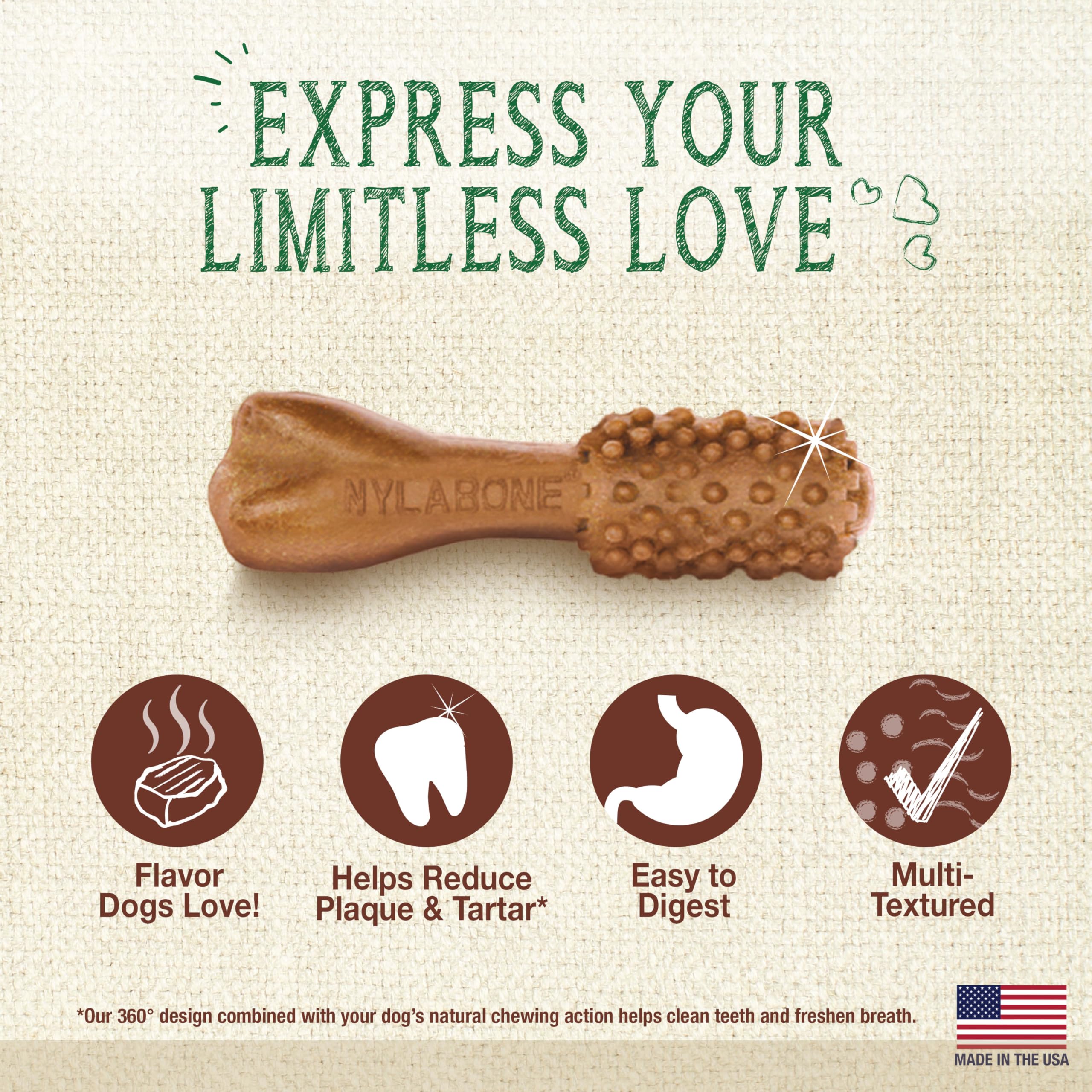 Nylabone Nutri Dent chews help freshen dog's breath between meals.