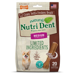 Nylabone Nutri Dent filet mignon chew with 360-degree nubs for cleaner teeth.