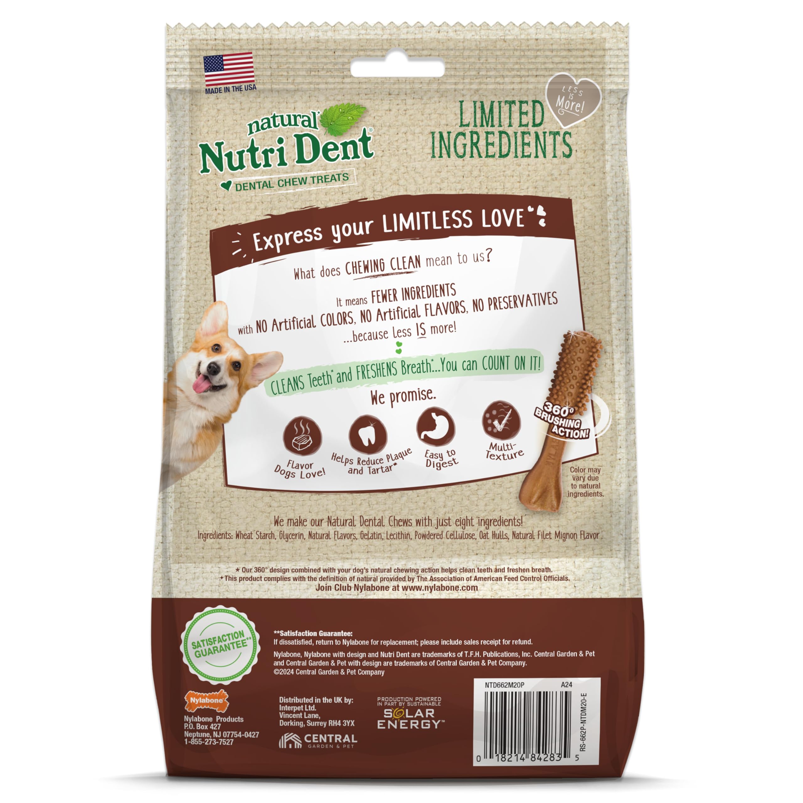 Nylabone Nutri Dent filet mignon chew surface detail highlights texture.
