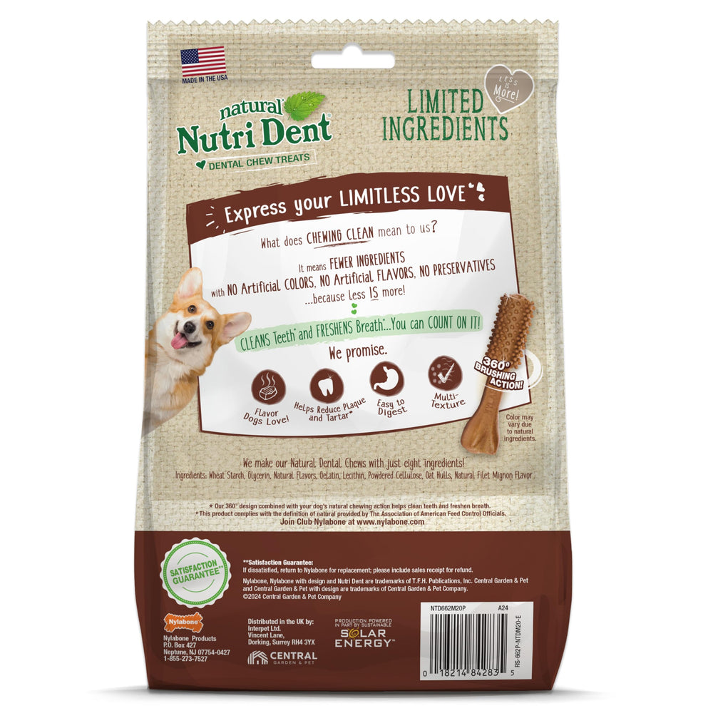 Nylabone Nutri Dent filet mignon chew surface detail highlights texture.