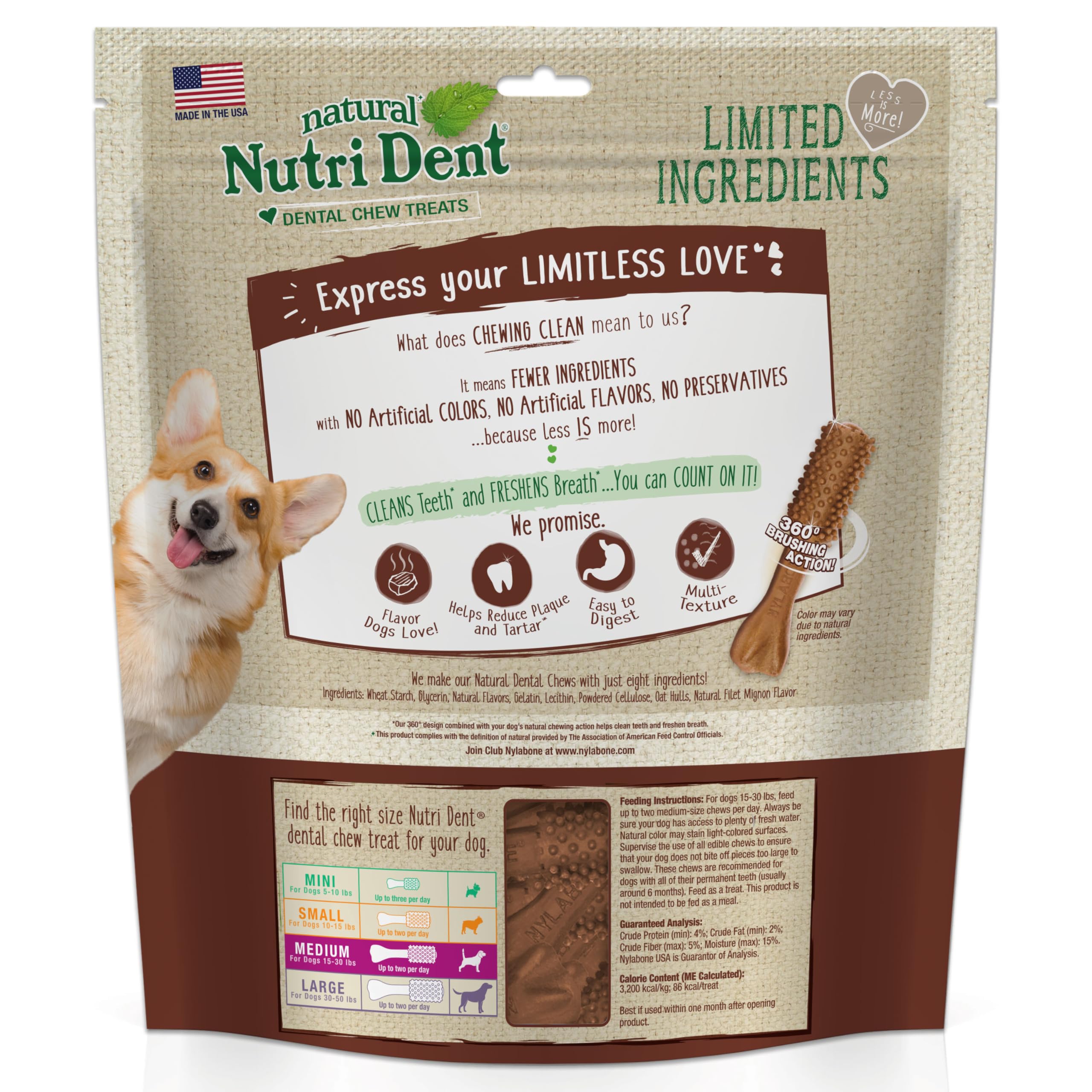 Nylabone Nutri Dent for dogs up to 30 pounds supports appropriate chewing.