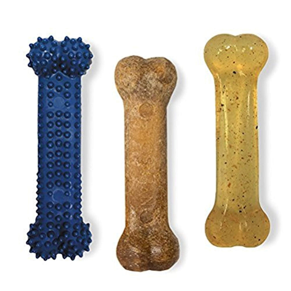 Nylabone Original Bone Flexi Chew toy pack for small dogs — gentle for moderate chewers