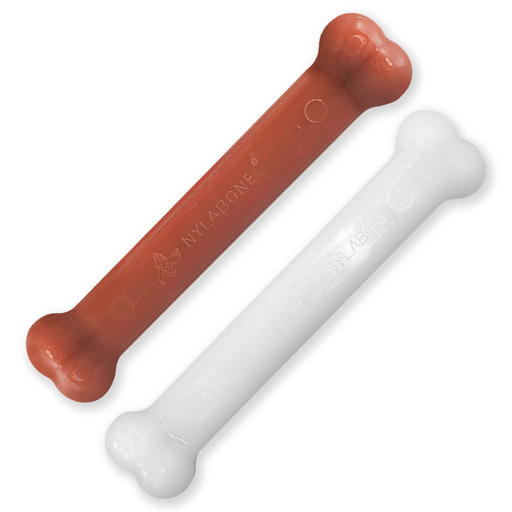 Nylabone Original Bone Power Chew bacon twin pack for dogs up to 50 pounds.