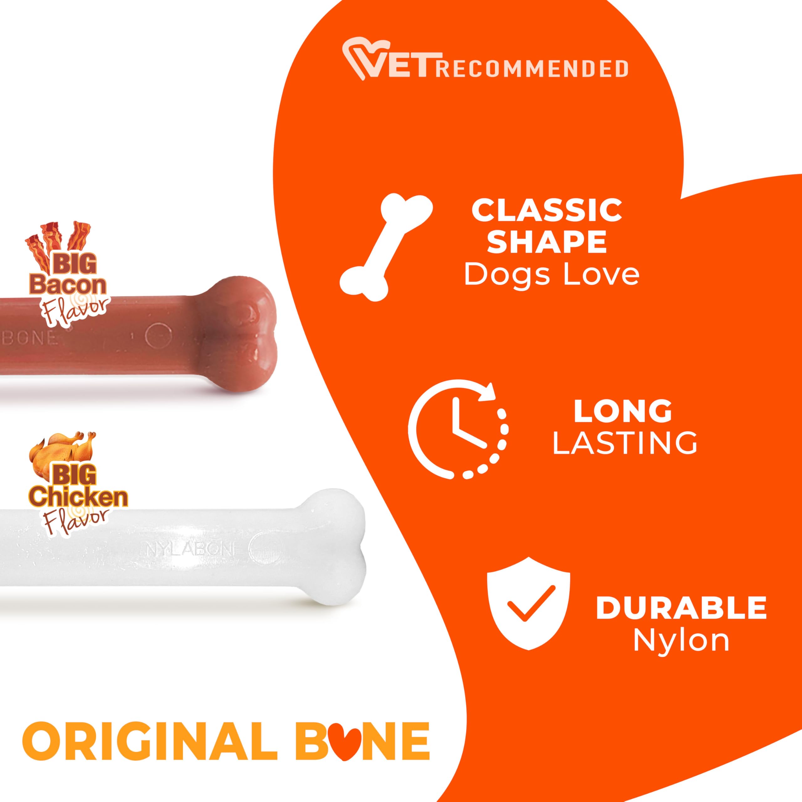Nylabone Original Bone Power Chew chicken close-up shows rich flavor.