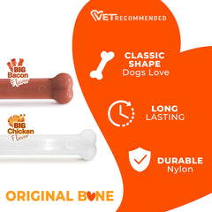 Nylabone Original Bone Power Chew chicken close-up shows rich flavor.