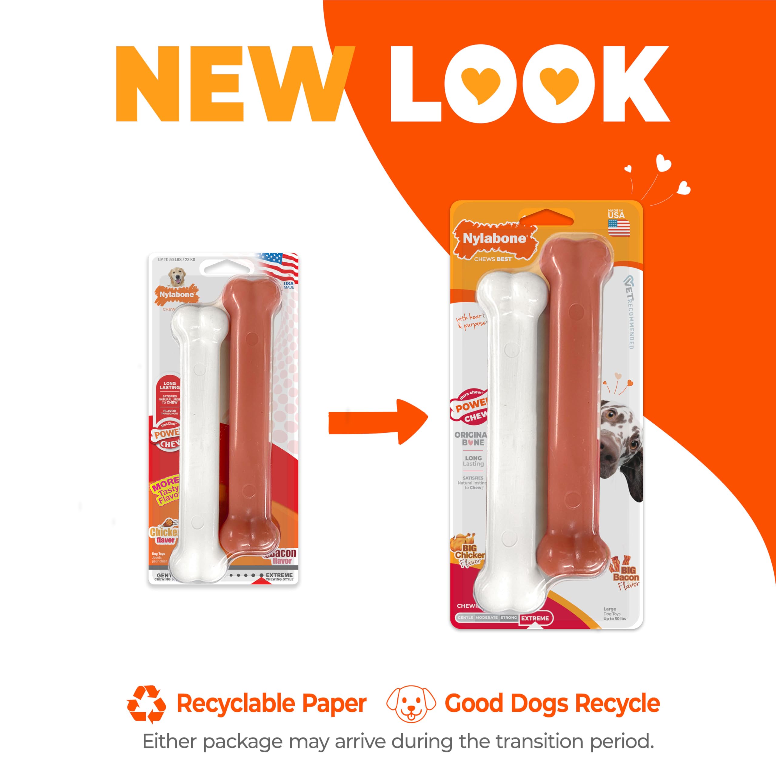 Nylabone Original Bone Power Chew chicken twin pack for dogs up to 50 pounds.