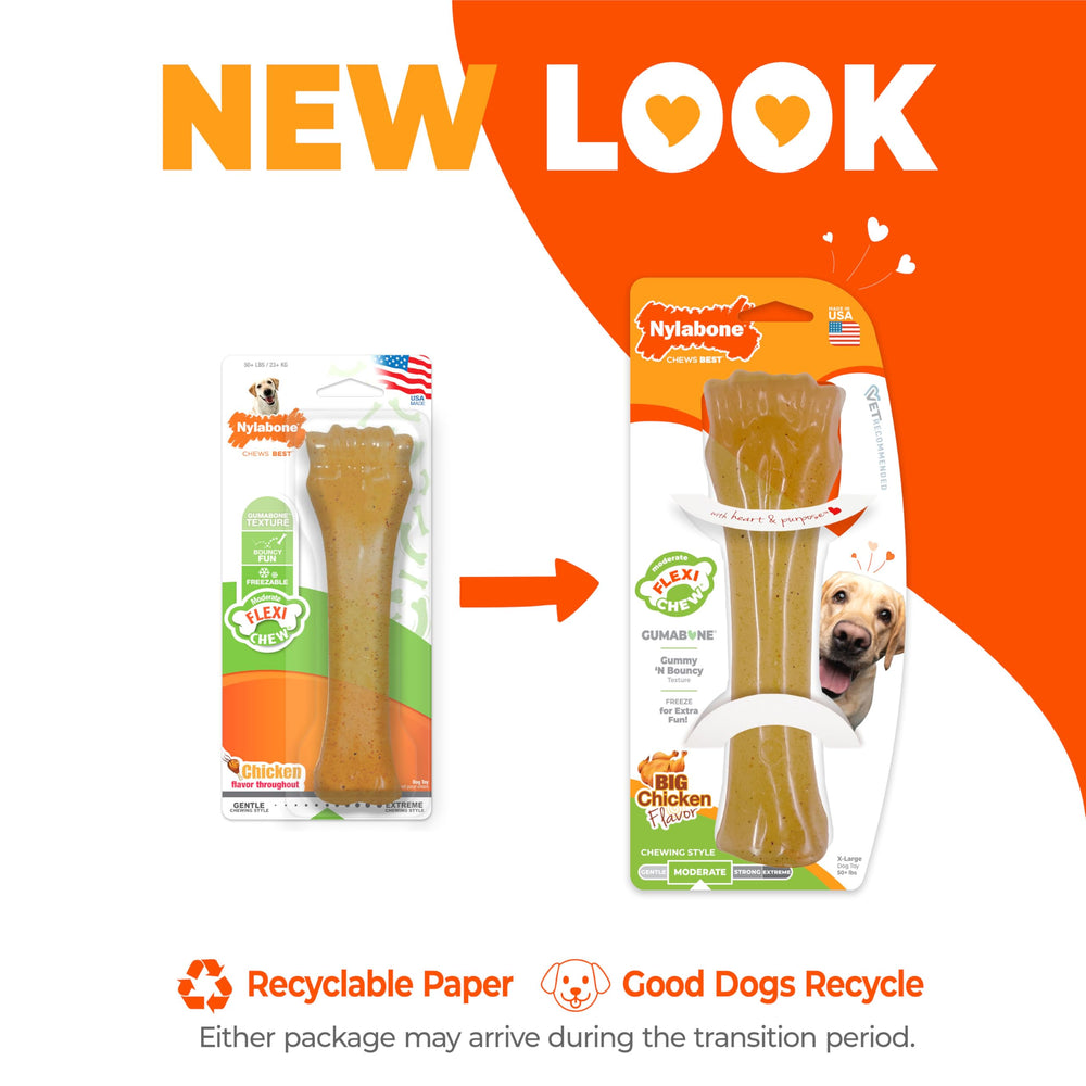 Nylabone knuckle bone flexi chew toy showing flexible chew for moderate chewers
