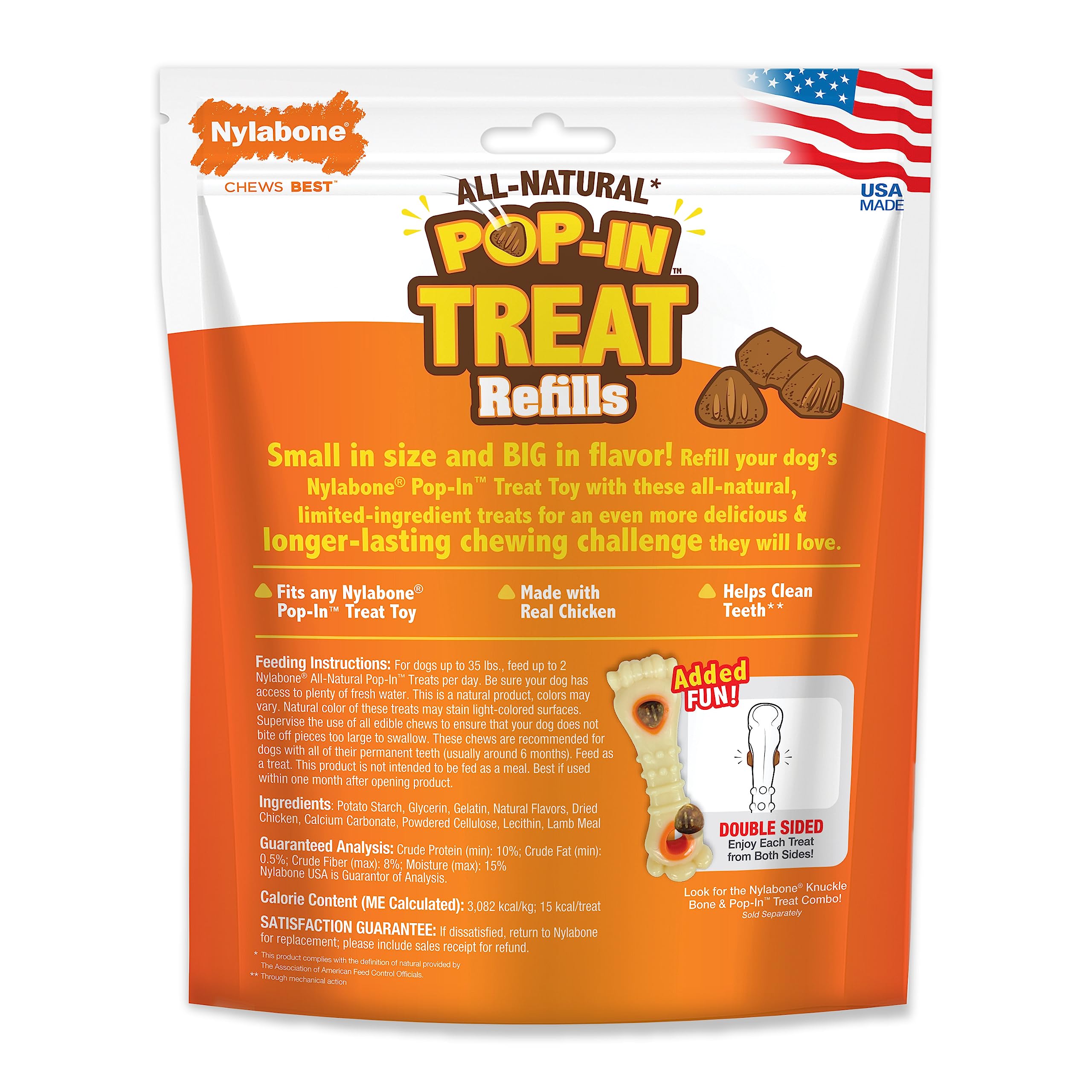 Nylabone pop-in treats support calm, focused playtime rewards.