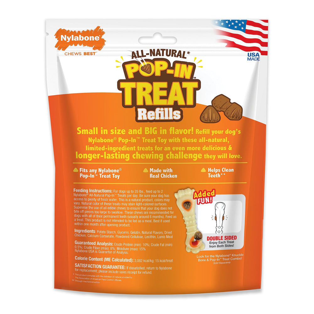 Nylabone pop-in treats support calm, focused playtime rewards.