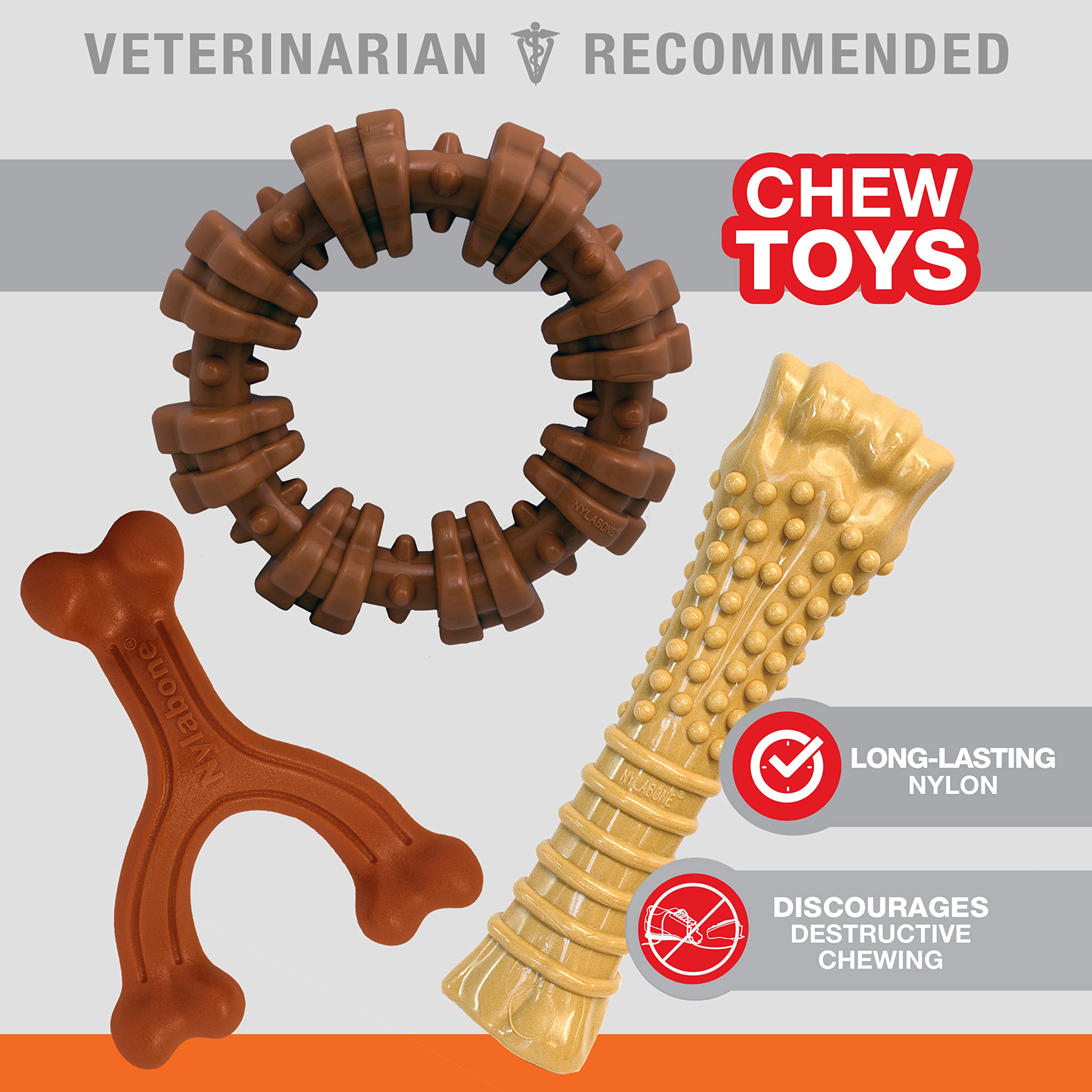 Nylabone Power Chew Bone in allergen-free peanut butter flavor for tasty chewing