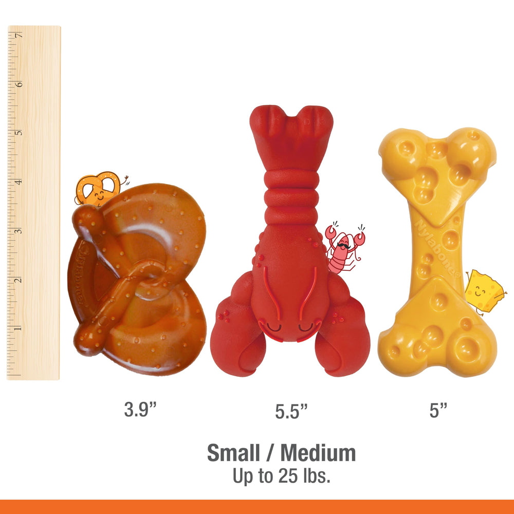 Nylabone Power Chew Bundle bacon flavor inset, savory scent encourages interactive chewing.