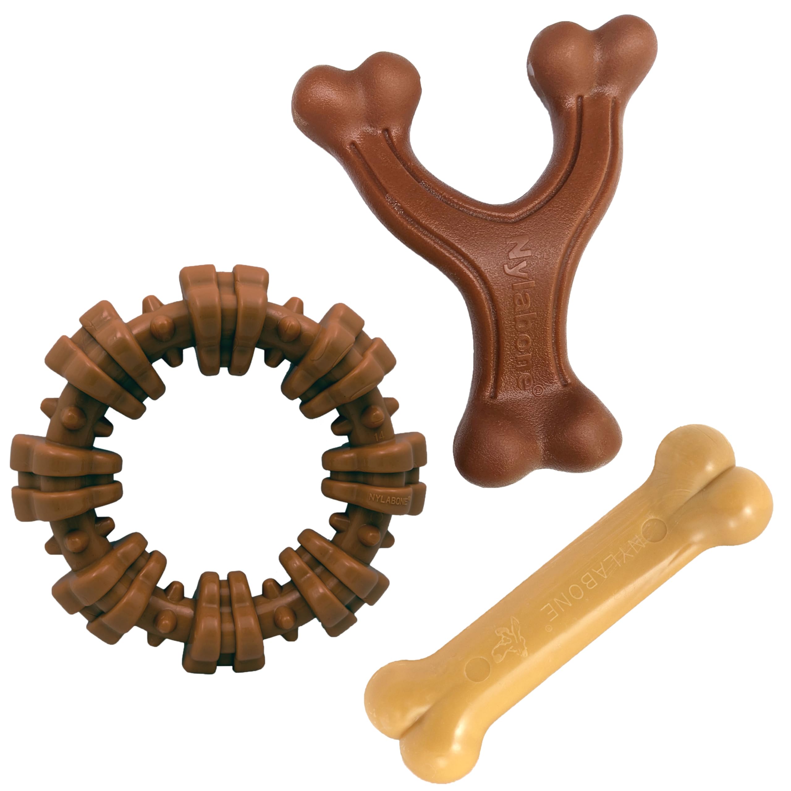 Nylabone Power Chew bundle for small dogs up to 25 lbs promotes durable, satisfying chewing.