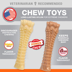 Nylabone Power Chew textured knuckle bone bacon 2-pack for extended chewing